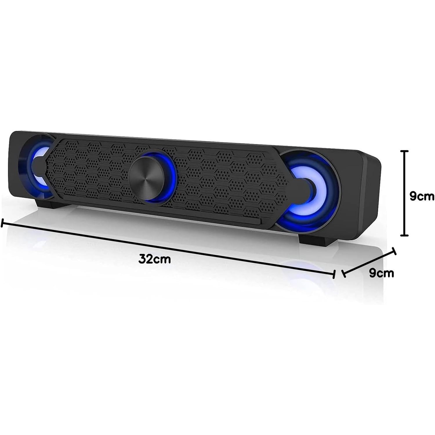 Soundbar mini, 10W, stereo, LED, negru, USB, AUX