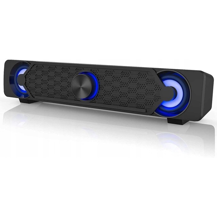 Soundbar mini, 10W, stereo, LED, negru, USB, AUX