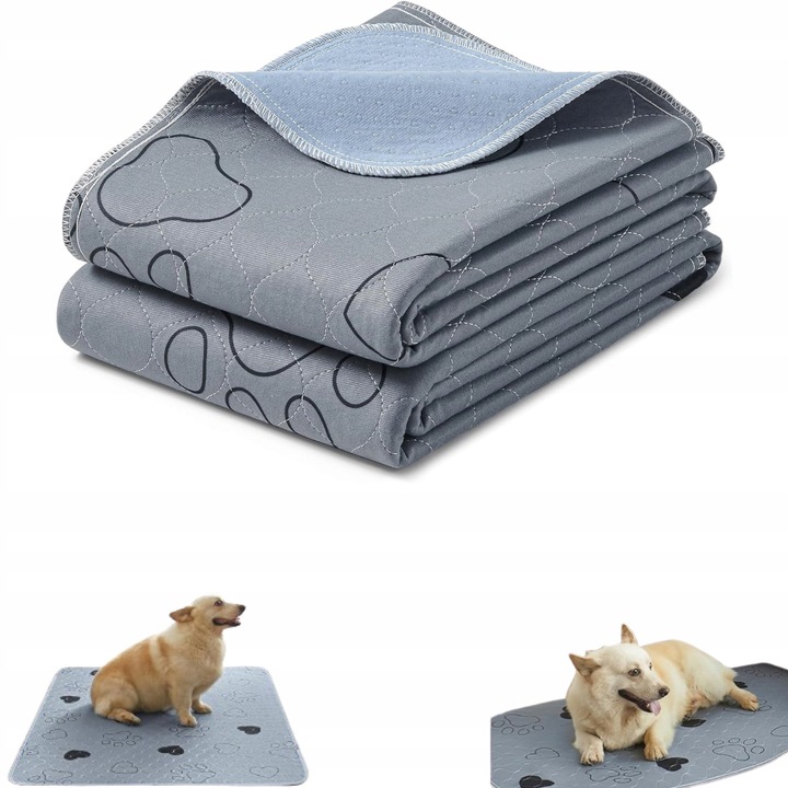Подложка за кучета, комплект от 2 броя, сива, PE материал, абсорбираща, противоплъзгаща