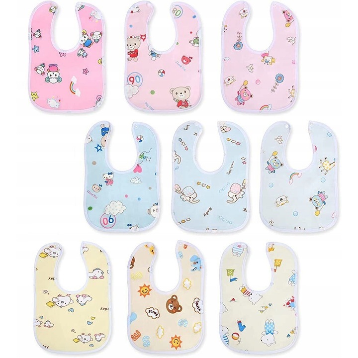 Vicloon 5 darabos előke szett, frottír anyag, többszínű, babáknak