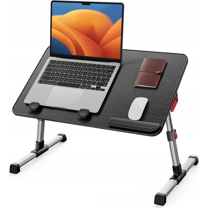 Masuta pentru laptop, neagra, dimensiuni 32x33x60cm, inaltime reglabila, pliabila