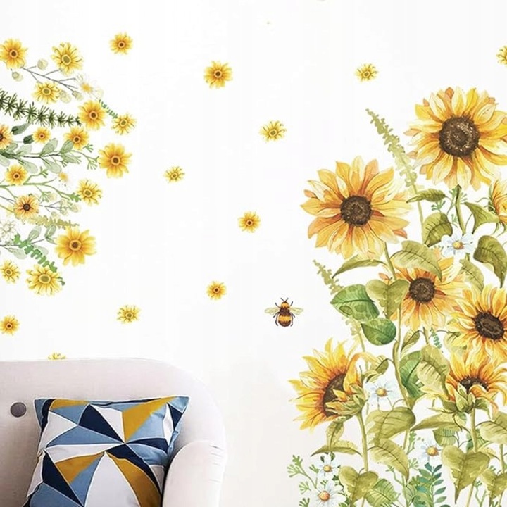 Autocolante de perete, decorative, cu flori, 30x90cm, material PVC, aplicare usoara