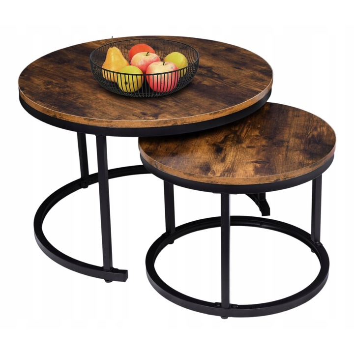 Комплект масички за кафе Galen, черен/ръждясал, 70x50см, модерен дизайн, метална конструкция