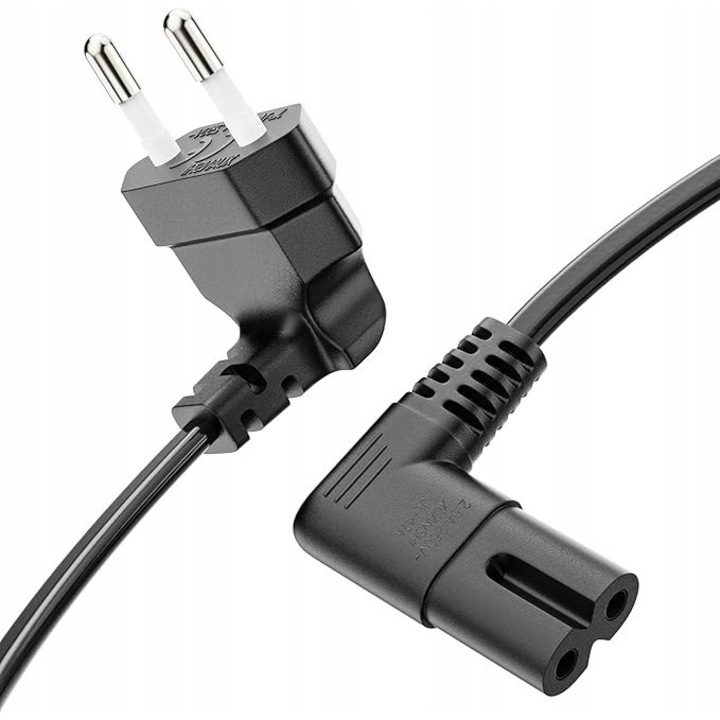 Cablul de alimentare, Sonero, 0,50m Euro C7 unghiular, pentru PS3, PS4, PS5, TV, AGD, negru