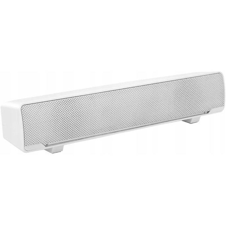 Soundbar USB, lista de sunet compacta, stereo Bass Surround, alb, 30x10x8cm