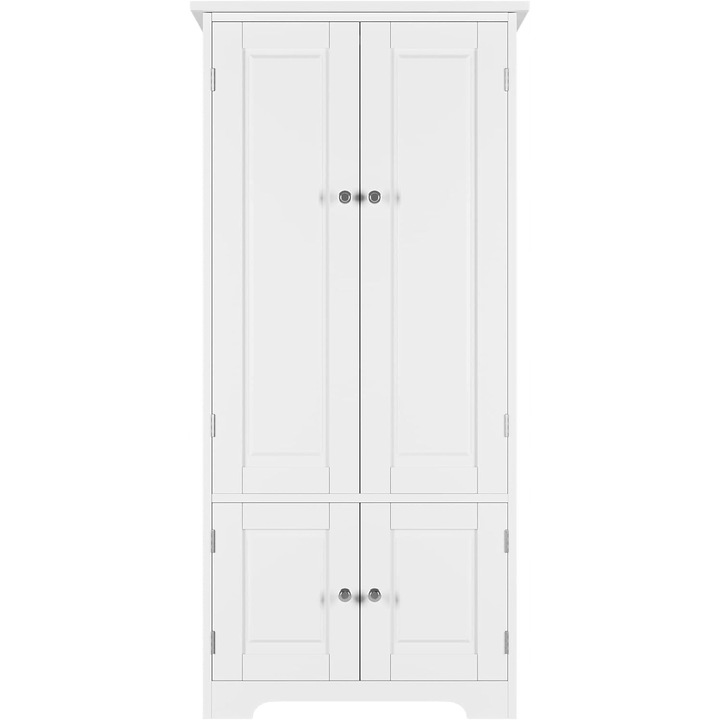 Dulap inalt multifunctional, alb, 32x59x123 cm, cu 4 usi si rafturi reglabile