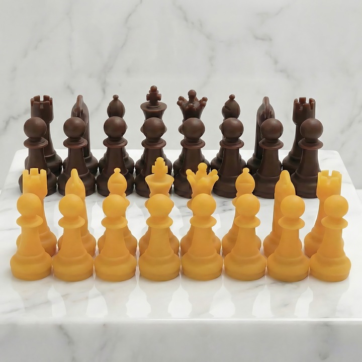 Декоративни свещи от естествен пчелен восък, Happy Candles, Комплект шах 32 части, Heritage, Ръчна изработка, 1012гр