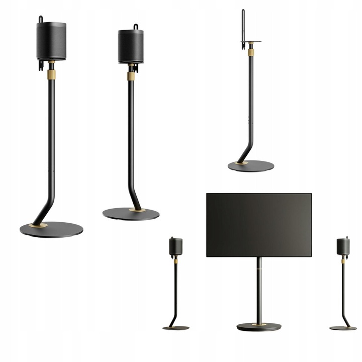 Stativ audio FITUEYES Master Series, set 2 bucati, inaltime reglabila 70-100 cm, metalic, negru cu accente aurii