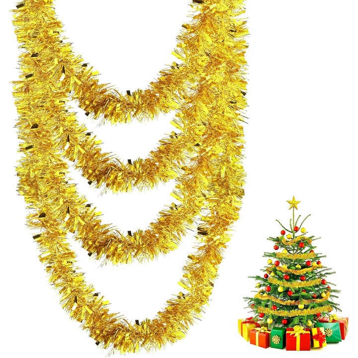 Karácsonyi füzér, 50m, arany, 6x9cm