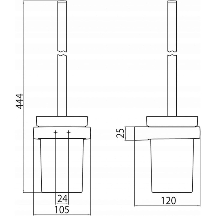 Set accesorii baie Emco Trend, perie WC, sticla satinata, crom