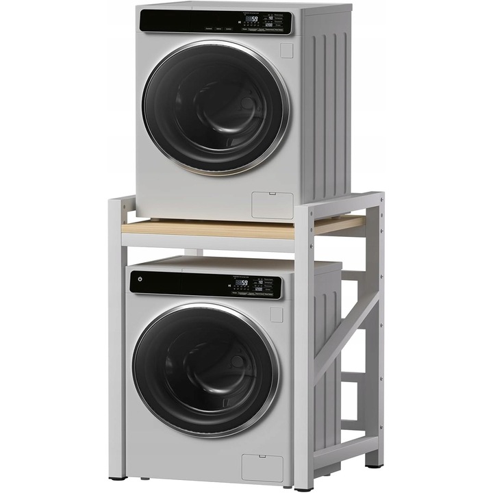 Raft metalic alb pentru spalatorie, 3 niveluri, capacitate 300 kg, ajustabil