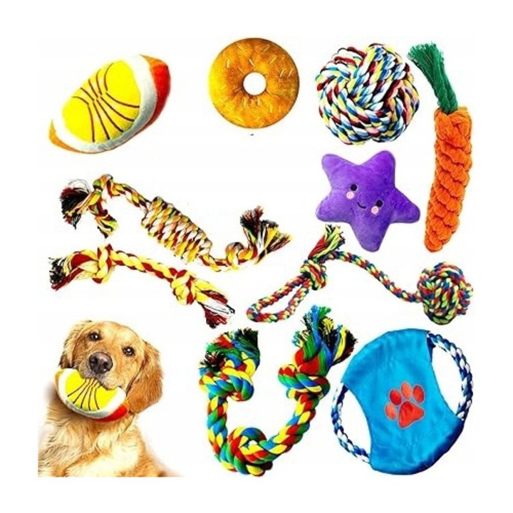 Jucarie pentru caini, GALAX, funie din bumbac, interactiva, reducere stres, 30x5cm