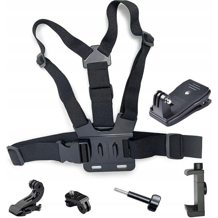 Ham pe piept pentru camera, JAMUILS, ergonomice, compatibile cu smartphone-uri si camere de actiune, multicolor