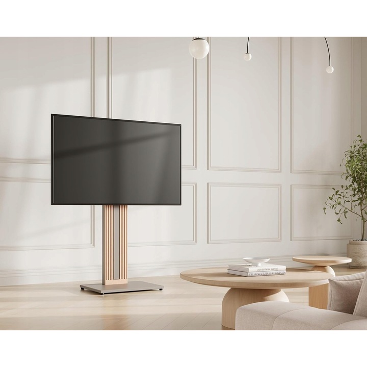 Fitueyes függőleges TV-állvány, 32-65", bükkfa, szürke, állítható magasság 1050-1250mm