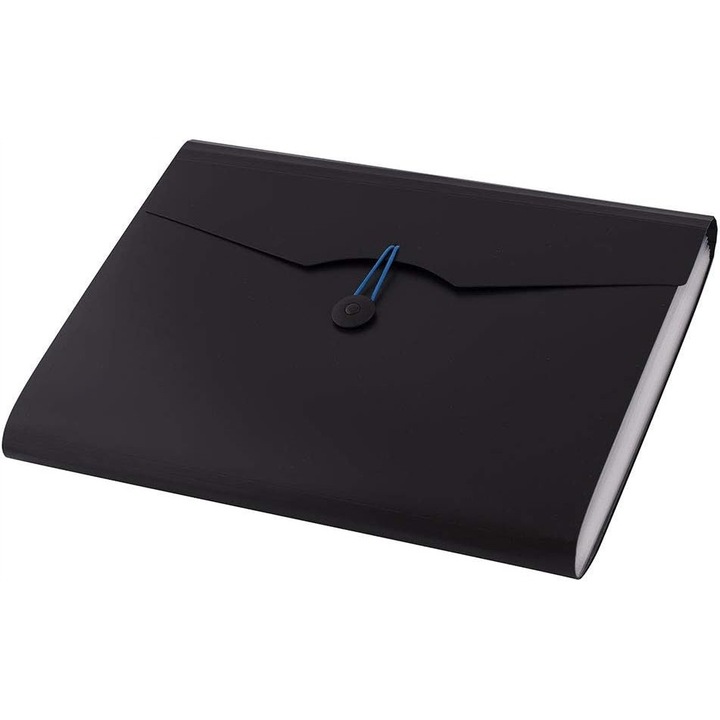 Dosar A4, 12 compartimente, neagra