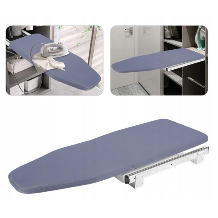 Összecsukható vasalódeszka, szürke, 81x30x12cm, 45kg teherbírás, kis helyekre