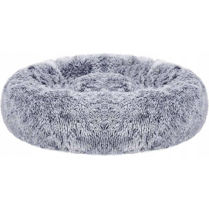Кръгло легло за кучета и котки, 50x20см, сиво, кадифен материал, пълнеж PP 20см