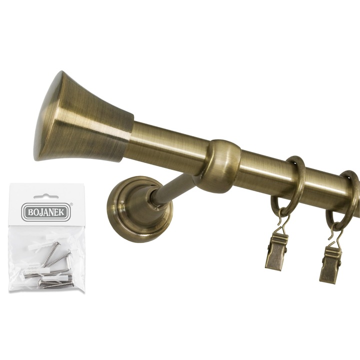 Galerie metalica, TAZZA, 19 mm, alama antica, 160 cm, set complet pentru montaj