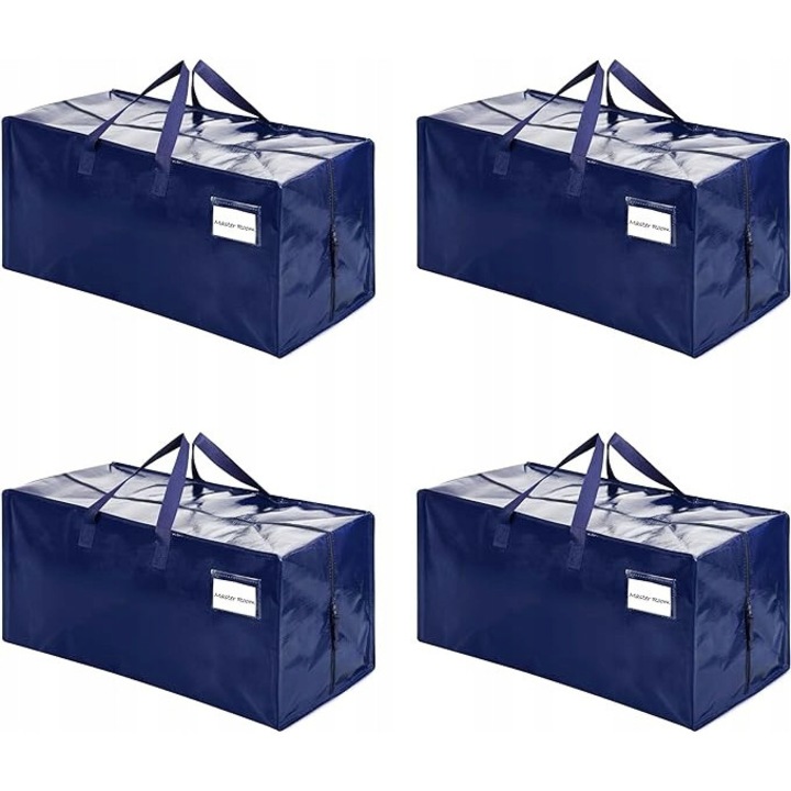 Set 4 saci mari pentru mutare, albastru, capacitate extra mare, material rezistent