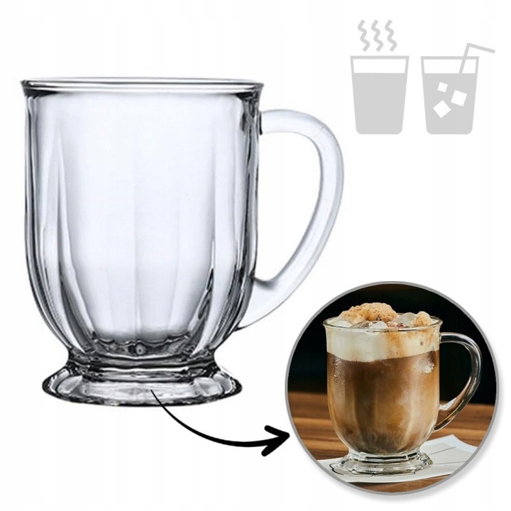 Ecarla 6 darabos pohárkészlet, 500 ml, boroszilikát üveg, elegáns design, ellenálló, 12,4x9,5cm