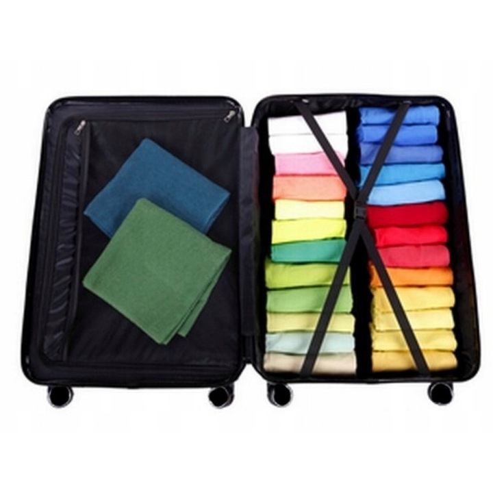 Troler mare, 100 litri, 76x51x30cm, 4 roti, ABS, negru