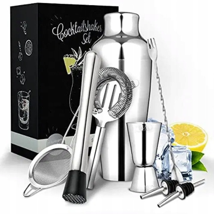 Kit shaker pentru cocktailuri 750 ml, inox