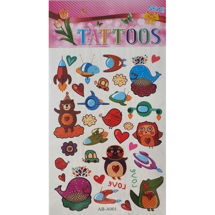 Tatuaje temporare CHRL, set 1 foaie, non-toxic, 3-5 zile, multicolor