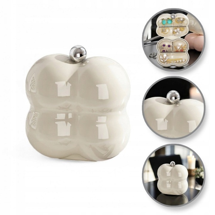 Кутия за бижута Ecarla, елегантен органайзер, 7,5x7,5x4см, пластмаса, закопчаване с клипс