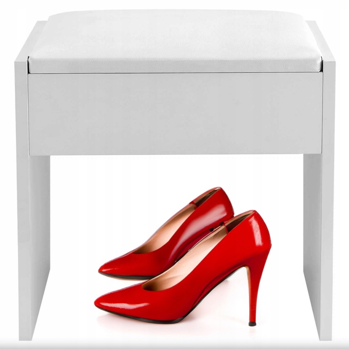 Fehér, rusztikus stílusú sámli, 30x39x43cm