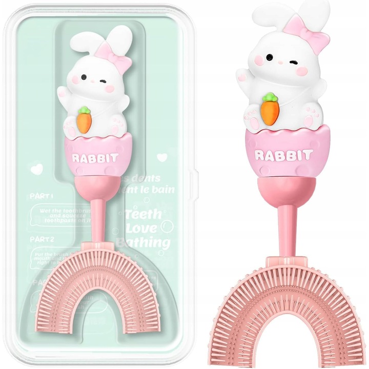 Gyermek fogkefe, U, 360, ultra-puha szilikon, 2-7 év