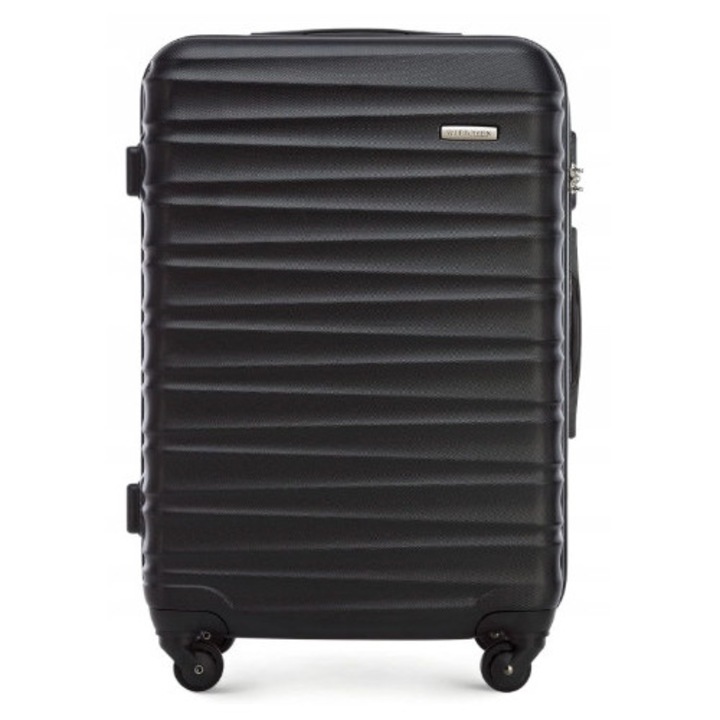 Troler M, negru, 67x45x26cm, 4 roti 360°, material ABS, inchidere cu cifru