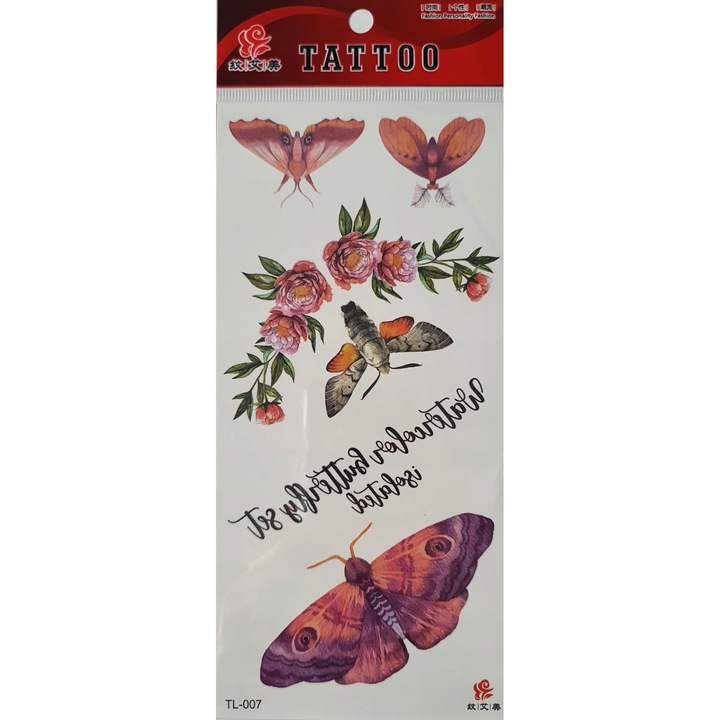 Set tatuaje temporare TL-007, 8 modele, non-toxic, 3-5 zile, multicolor
