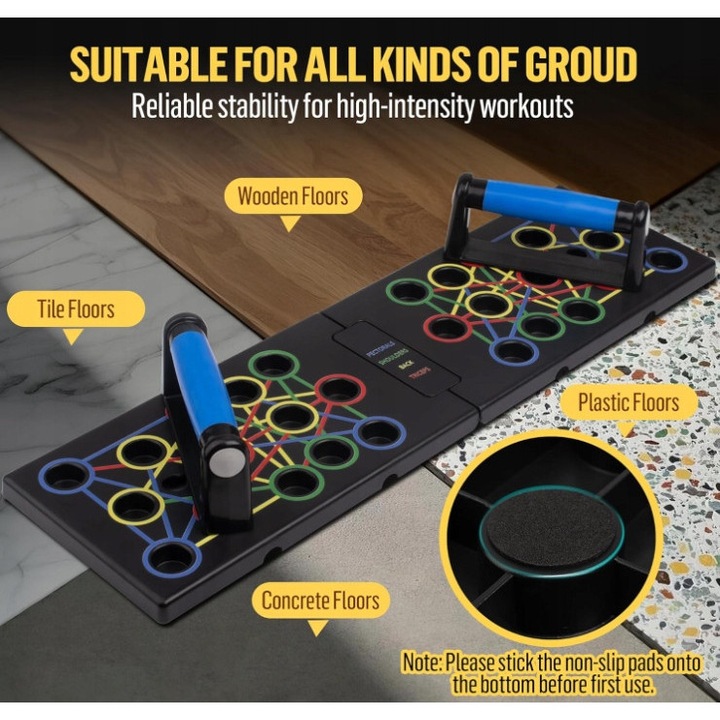 Deska push-up multifunctionala, 24 in 1, 950g, 300kg, prietenoasa cu utilizatorul, pliabila, pentru antrenamente acasa sau la sala