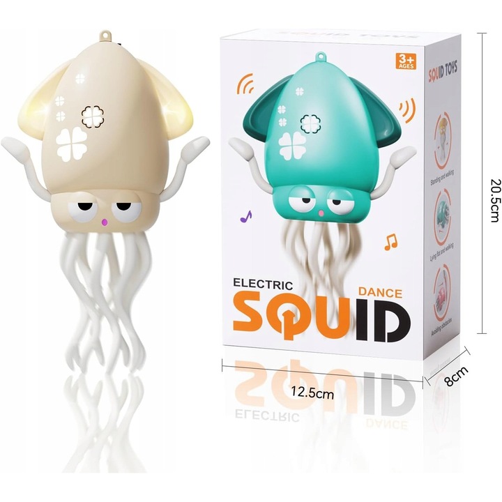 Interaktív LED polip, táncoló, 3 mód, fehér, gyerekeknek
