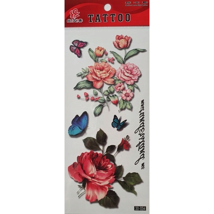 Set tatuaje temporare 3D, 6 modele, non-toxic, multicolor