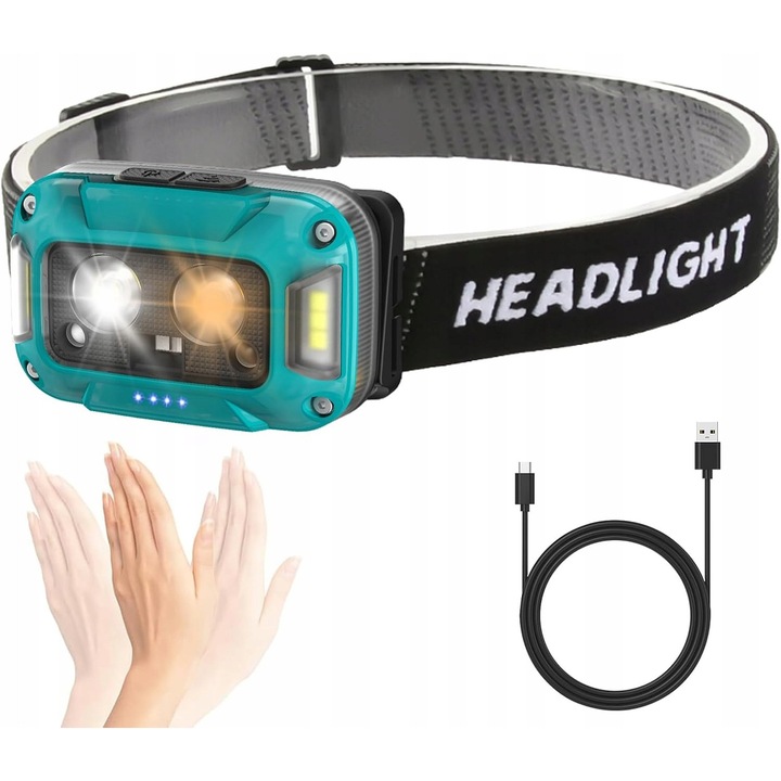 Мултифункционален челник, 500 лумена, водоустойчив IP67, с USB-C зареждане, 3,7x7,7x4,9см