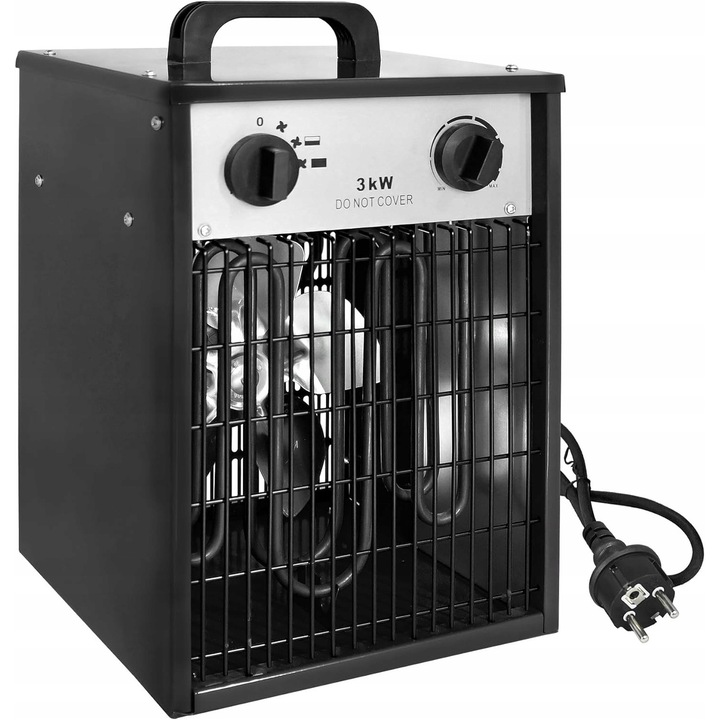 Ventilator termic Aufun 3 kW, 220 V, 3 trepte de incalzire, protectie la suprasarcina, 250x255x400mm