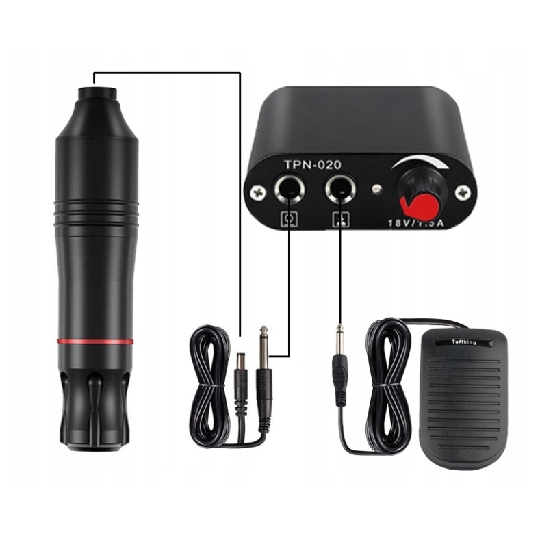 Set complet pentru tatuaje, maszynka, 10 ace, negru, 14cm - eMAG.ro