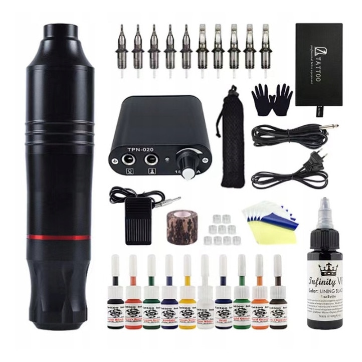 Tatuya Matugae その1 Set complet pentru tatuaje, maszynka, 10 ace, negru, 14cm - eMAG.ro