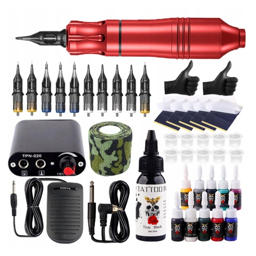 Tatuya Matugae その1 Set complet pentru tatuaje, maszynka, 10 ace, negru, 14cm - eMAG.ro