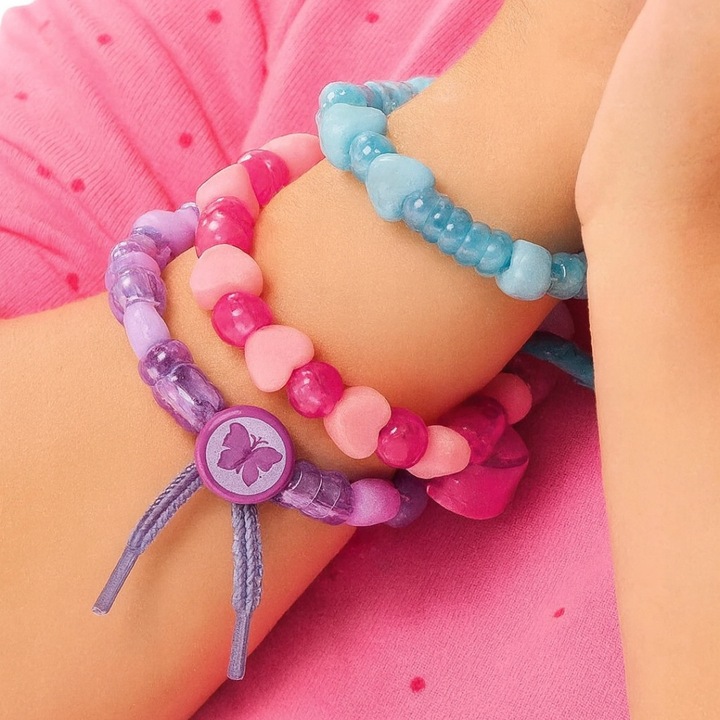 Set de creatie bratari pentru copii, accesorii colorate, dezvoltare abilitati manuale, 30x20cm