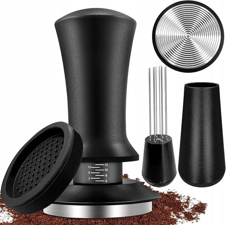 Tamper pentru cafea 51 mm cu reglaj de presiune si mata, accesorii pentru aparate de cafea