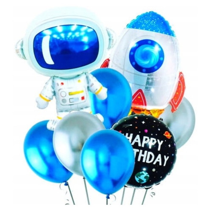 Születésnapi léggömb szett, 34 színes léggömb, dekorációs kiegészítők, többszínű