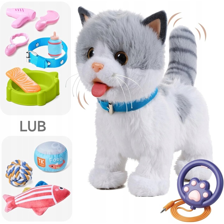 Interaktív kiscica távirányítóval, márkajelzés nélküli, 3+ év, puha anyag, játékkiegészítő készlet