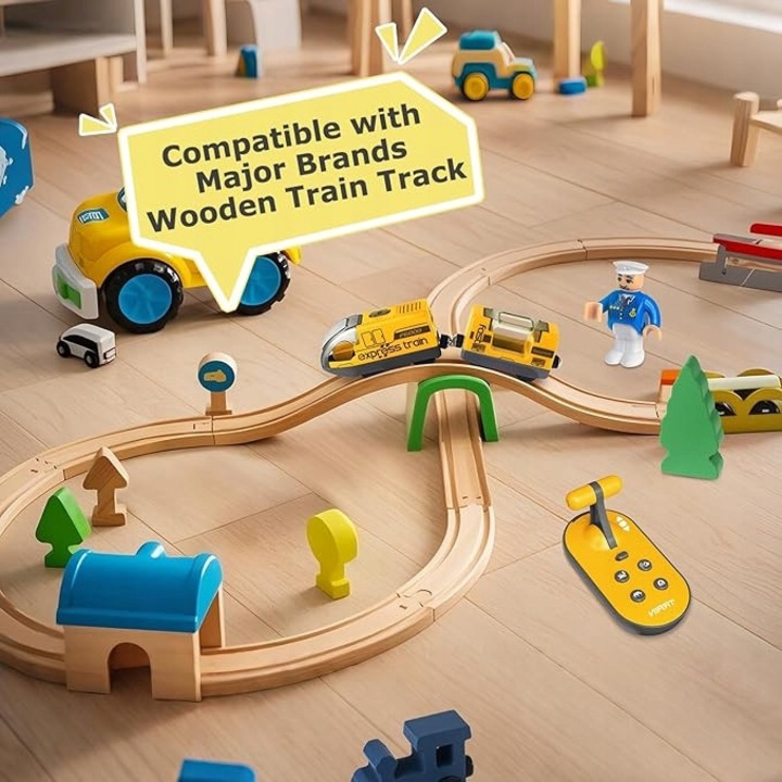 Elektromos játékvonat, Beginreally, sárga, 4 hangeffektus, elemes működés