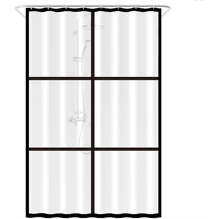 Perdea de dus transparenta neagra, 120x200cm, material PEVA, rezistenta la apa si mucegai