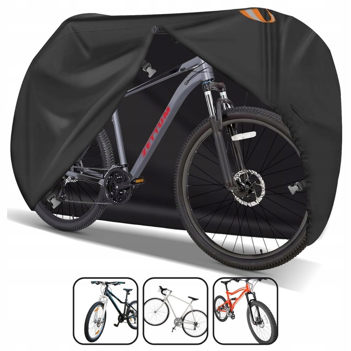 Husa de protectie pentru bicicleta, impermeabila, Oxford 600D, neagra, 195,6x78,7x119,4cm, set cu geanta si carpa de curatare