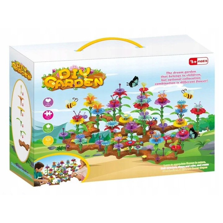 Set de constructie flori, 148 elemente, creativ, multicolor, pentru copii 3+