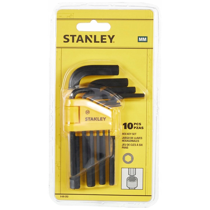 Set Chei Imbus Stanley, 9 piese, cap sferic, otel, negru