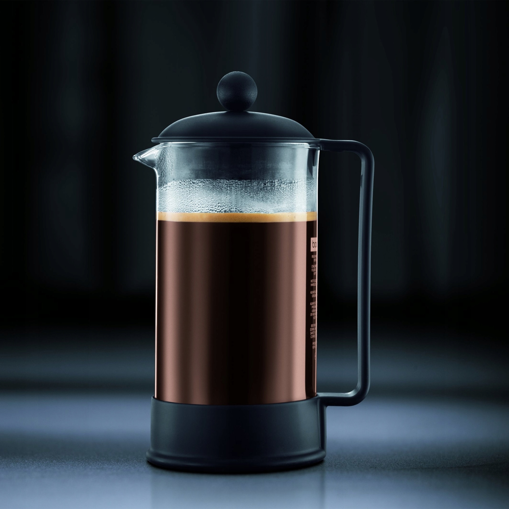 Cafetiera Bodum, model 1543-01US, 3 cani, sticla borosilicata, negru, 18,29x10,67x8,64cm